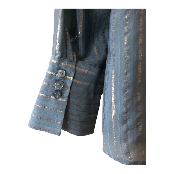 Chico's Black Label Silk-Blend Metallic Top Women's 2 Blue - Picture 9 of 10